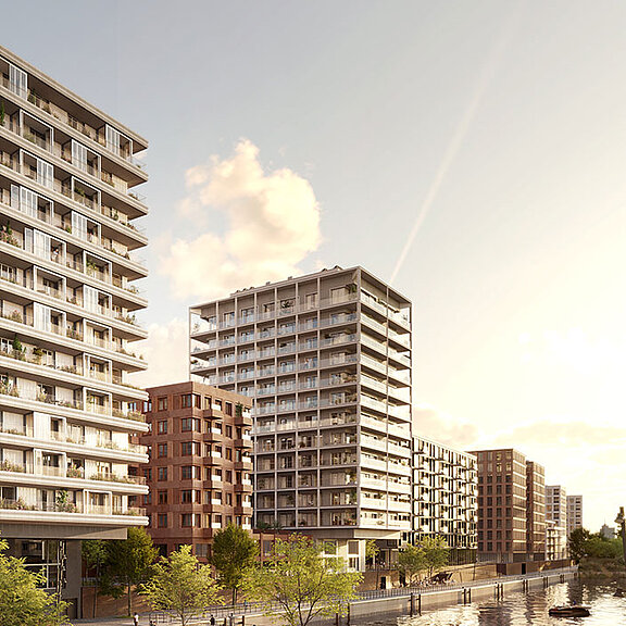 The TIDE, Hamburg's neighborhood development in Hamburg's HafenCity with height modern buildings