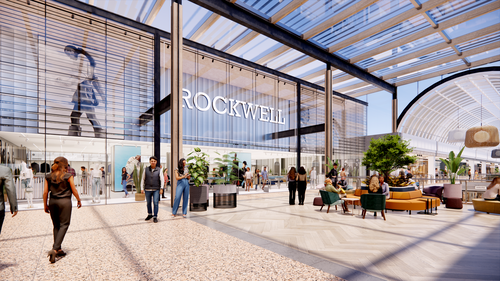 Visualisierung eines modern designten Shopping-Centers.