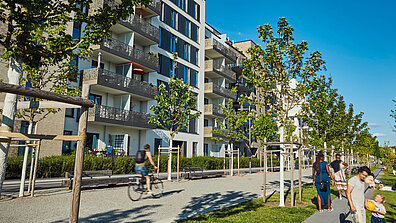 Stadtquartier mit neuen Wohnhäusern in Hambug-Altona