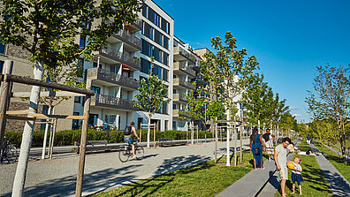 Urban quarter with new residential buildings in Hambug-Altona