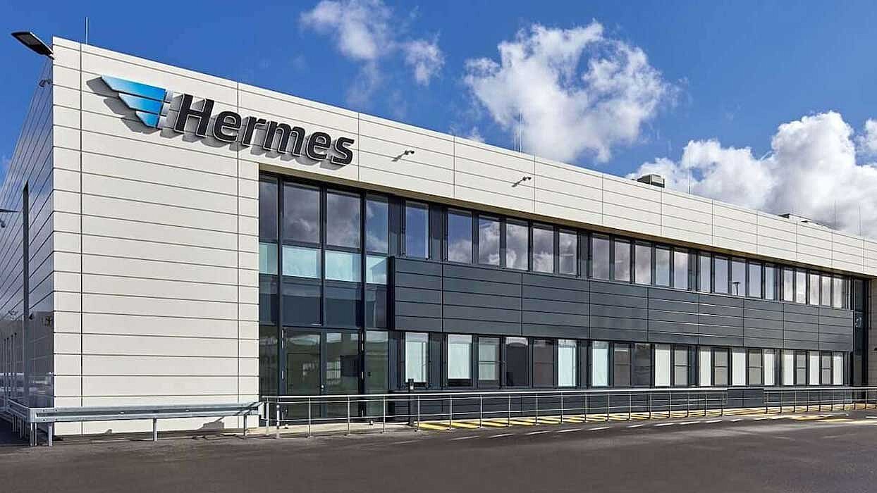 View of the Hermes logistics centre building.