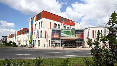 Arkad shopping center in Gyor, Hungary from the outside