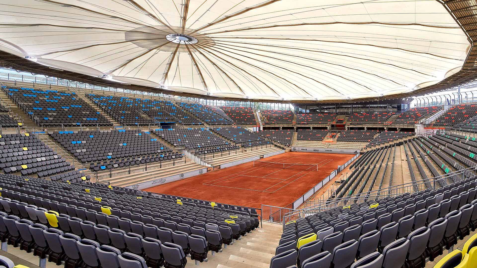 Inside the empty Rothenbaum Stadium in Hamburg