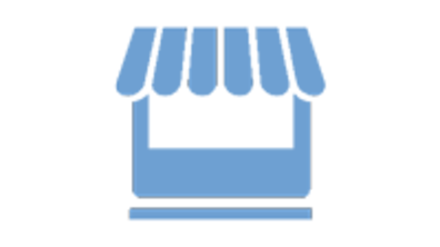 Das hellblau eingefärbte Icon stellt eine Ladenzeile dar.