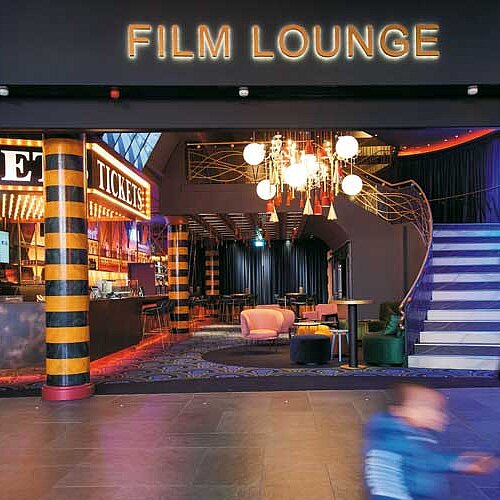 View of the movie theatre lounge in the MyZeil shopping center in Frankfurt