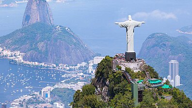 The landmark of the Brazilian city of Rio de Janeiro: Cristo Redentor (Christ the Redeemer)