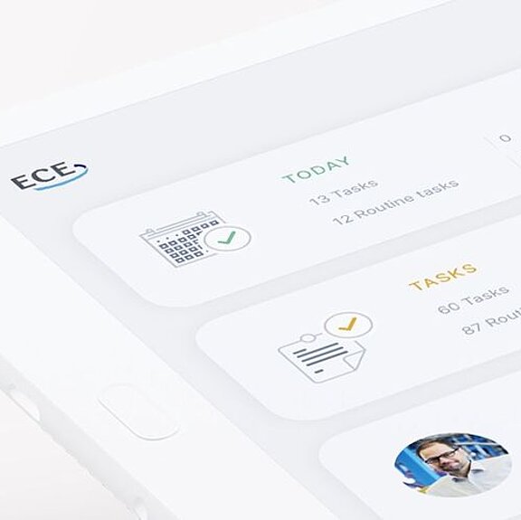 White tool with ECE logo on the top left of the screen and other tools